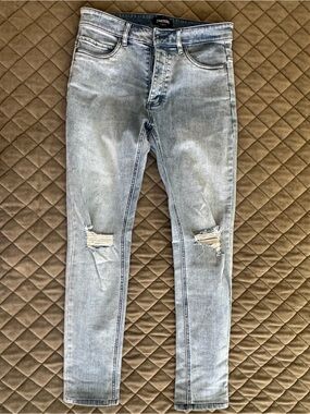 Zanerobe Light Wash Skinny Distressed Stretch Jeans Size 30